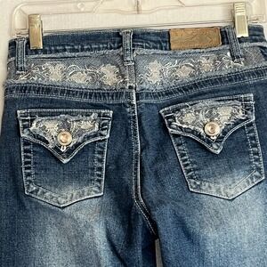 Firefly Womens Bootcut Jeans Embellished Pockets Rhinestone Button Size 6